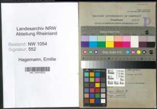 Entnazifizierung Emilie Hagemann , geb. 28.04.1889 ()