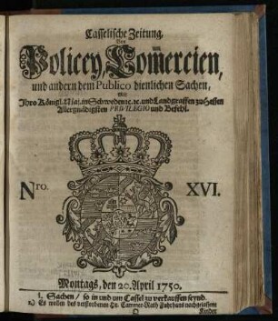 Nro. XVI, Montags, den 20. April 1750