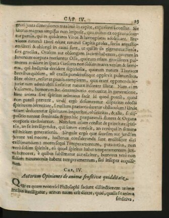 Cap. IV. Autorum Opiniones de animae sensitivae quidditate.