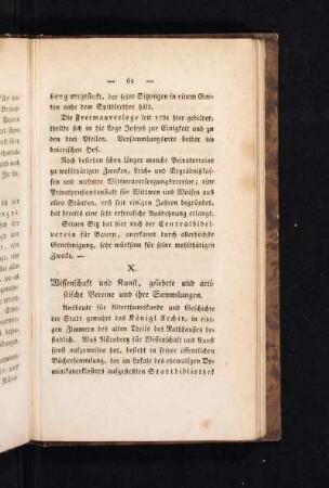 X. Wissenschaft und Kunst, gelehrte und artistische Vereine und ihre Sammlungen.
