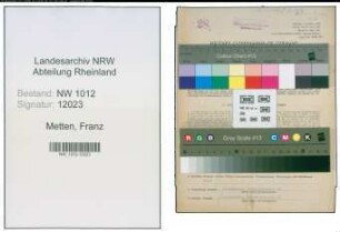 Entnazifizierung Franz Metten , geb. 01.08.1910 (Beamter)