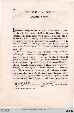 Tavola XXIII: Piramo e Tisbe
