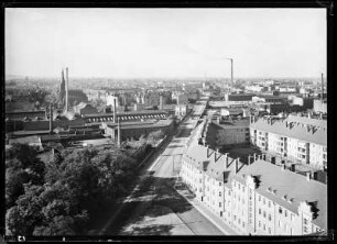 Halle. Blick vom Wasserturm Süd nach Norden mit Johanniskirche auf die Stadt