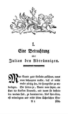 I. Eine Betrachtung über Julian den Abtrünnigen