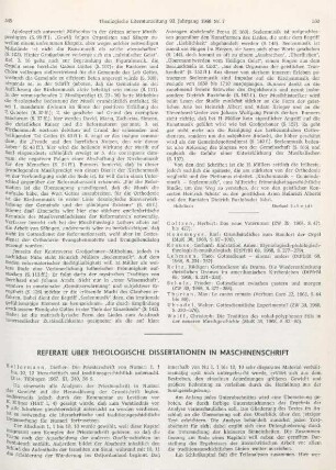 Referate über theologische Dissertationen in Maschinenschrift