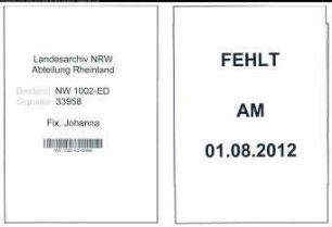 Entnazifizierung Johanna Fix, geb. 11.05.1896 (Schulleiterin)
