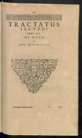 Tractatus Secundi Pars VII. De Motu.