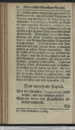 Das vierzehende Capitel. Von des Menschen Temperament, was, woher, und wie vielerley es sey? ...