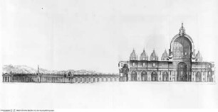Templum vaticanum et ipsius origo - p. 423: Roma, San Pietro in Vaticano, sez. longitudinale della basilica ... e della piazza