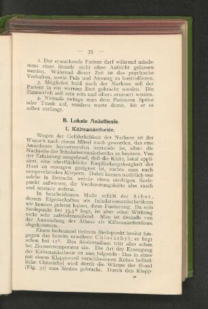 B. Lokale Anästhesie.