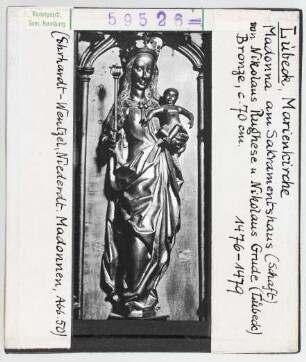 Lübeck, Marienkirche: Madonna am Sakramentshaus. Von Nikolaus Rughese und Nikolaus Grude. 1476-1479