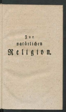 Zur natürlichen Religion