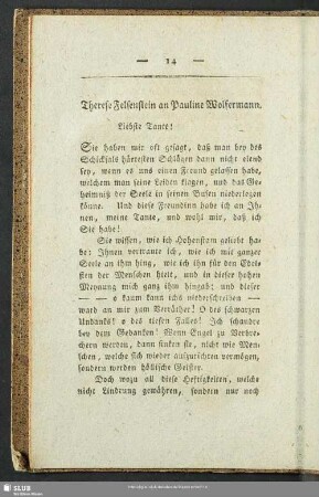 Therese Felsenstein an Pauline Wolfermann