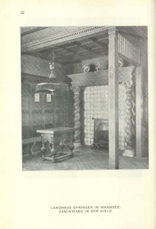 Landhaus Springer in Wannsee. Kaminwand in der Diele