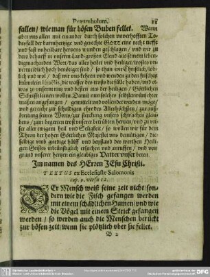 Leichenpredigt : Hamus & Laqueus Salomonis Textus. Exordium. Enarratio Textus. Usus Quatrivarius.