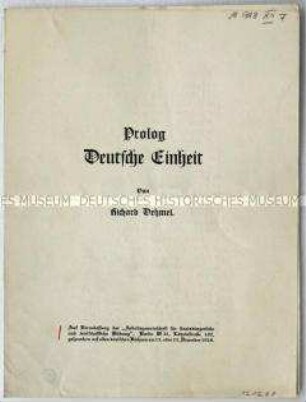 Schmuckblatt mit einem Gedicht von Richard Dehmel zur deutschen Sprache
