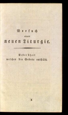 Erster Theil welcher die Gebete enthält