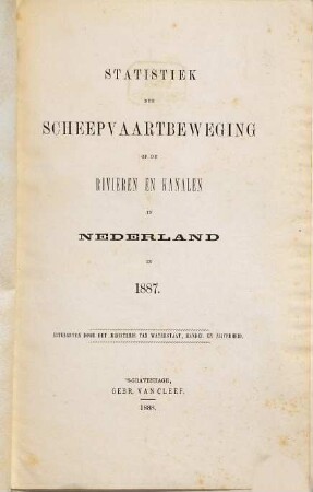 Statistiek der scheepvaartbeweging op de rivieren en kanalen in Nederland. 1887 (1888)