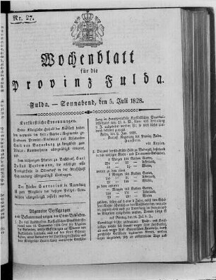Nr. 27, Ausgabe vom 5. Juli 1828