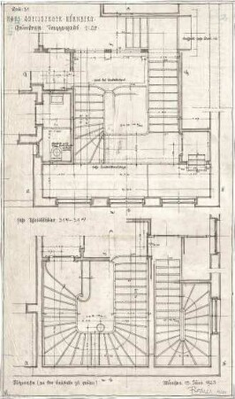 Fischer, Theodor; Nürnberg; Haus Adelsberger - Treppenhaus (Grundrisse)