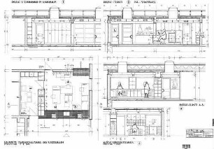 Stuttgart-Zuffenhausen: Neubau Empfangsgebäude, Wandabwicklung Fahrkartenausgabe und Kundenberatung, Schnitt A-B Empfangsgeb.