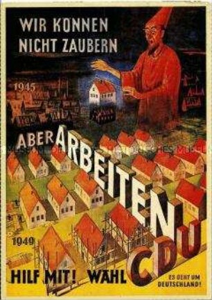 Postkarte mit historischem Wahlplakat der CDU von 1949