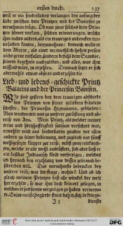 Lieb = und lebens = geschickte Printz Balacins und der Princeßin Banisen