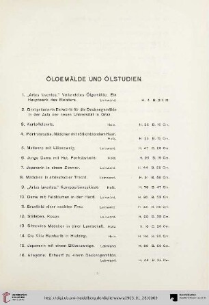 Ölgemälde und Ölstudien (Nr. 1-94)
