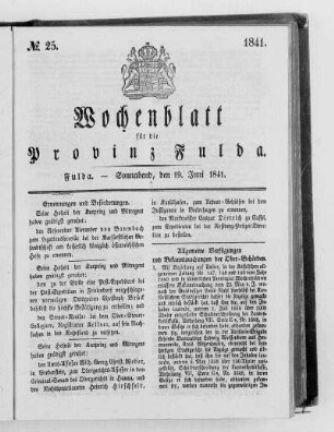 Nr. 25, Ausgabe vom 19. Juni 1841