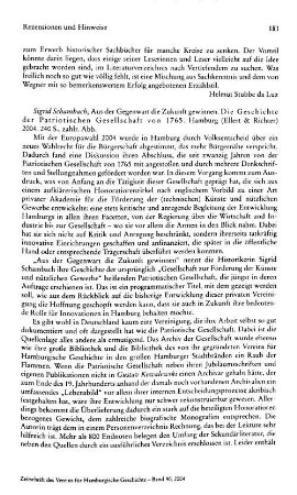Schambach, Sigrid :: Aus der Gegenwart die Zukunft gewinnen, die Geschichte der Patriotischen Gesellschaft von 1765 : Hamburg, Ellert & Richter, 2004