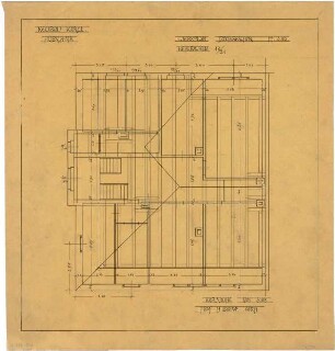 Billing, Hermann; Karlsruhe, Hübschstr. 30; Haus Kassel - Werkplan (Grundriss DG); Kehlbalken