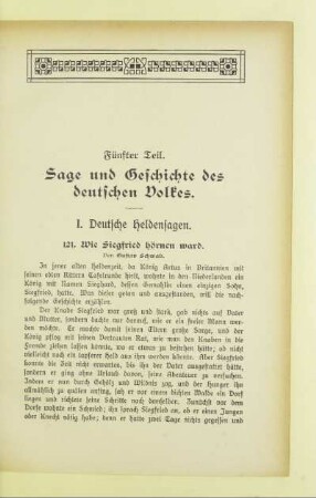 Fünfter Teil. Sage und Geschichte des deutschen Volkes
