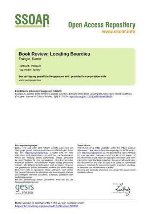 Book Review: Locating Bourdieu