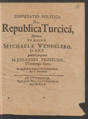 Disputatio Politica De Republica Turcica