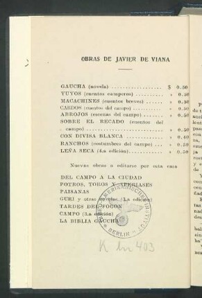 Obras de Javier de Viana