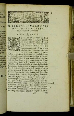 M. Terentii Varronis De Lingua Latina ad M. Tullium Ciceronem