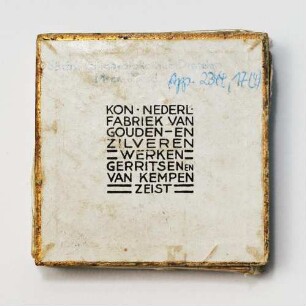 IX. Olympische Spiele 1928, Amsterdam : Medaille. IXte Olympiade Amsterdam 1928, (BronzeTeilnehmermedaille von J. C. Wienecke). Rückseite der Schachtel aus: Nachlass Walther Klemm, Persönliche Papiere. Dresden: SLUB Mscr.Dresd.App.2344,17(4)