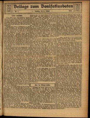 Zweite Ausgabe vom Sonntag, den 11. Januar 1925.