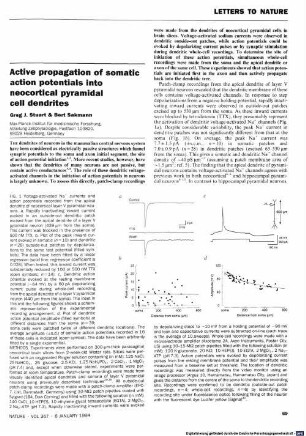 Active propagation of somatic action potentials into neocortical pyramidal cell dendrites