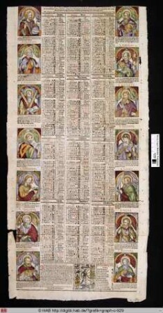 Kalender mit Darstellungen der 12 Jünger, Christus und dem Apostel Matthias