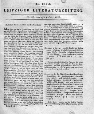 [Fortsetzung:] 1) Penig, b. Dienemann u. Comp.: Thyestes, ein Trauerspiel des Lucius Annaeus Seneca, übersetzt, mit einer Einleitung über das Wesen der Römischen Tragödie und kritischen Anmerkungen begleitet von Franz Horn. Nebst dem lateinischen Texte. XXXVIII und 152 Seit. 8. 1803. --- 2) Ebendaselbst [Penig, b. Dienemann u. Comp.:] Die Trojanerinnen, ein Trauerspiel des Lucius Annätis Seneca, übersetzt, mit einer Einleitung über das Wesen dieser Tragödie, und kritischen Anmerkungen begleitet von Franz Horn, Dr. der Philos. Nebst dem lateinischen Texte LII u. 163 S. 8. 1803.