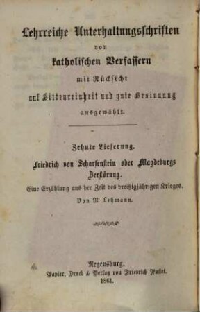 Friedrich von Scharfenstein oder Magdeburgs Zerstörung : eine Erzählung aus der Zeit des Dreissigjährigen Krieges