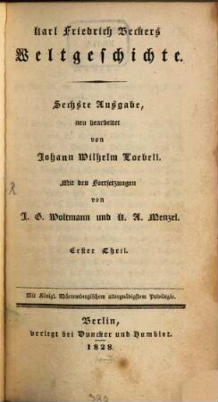 Karl Friedrich Becker's Weltgeschichte. 1