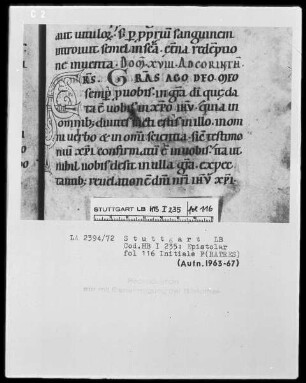 Epistolar — Initiale F (ratres), Folio 116recto