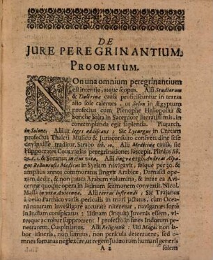 Dissertatio, De Iure Peregrinantium