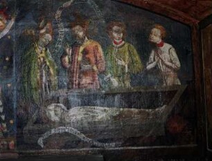 Elisabethaltar (Wandaltar) — Kreuzigung Christi und Elisabethwunder — Erhebung der Gebeine der Heiligen Elisabeth