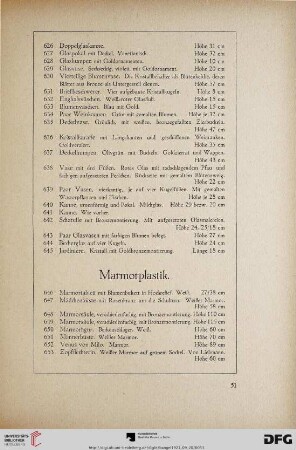 Marmorplastik (Nr. 646-658)
