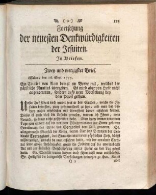 Fortsetzung der neuesten Denkwürdigkeiten der Jesuiten. In Briefen.