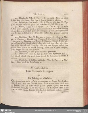 V. Capitlet. Om Malm-bokningen