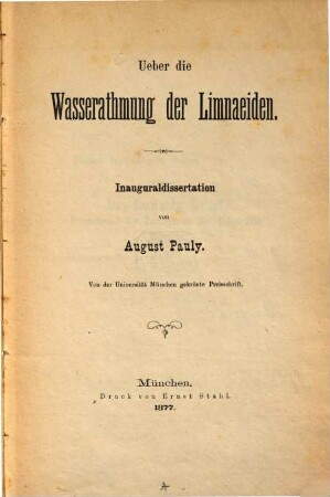 Ueber die Wasserathmung der Limnaeiden